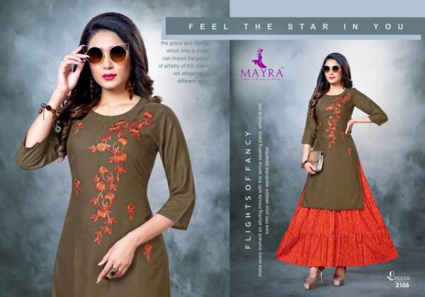 Mayra Breeza Rayon Designer Kurti With Skirt Collection 